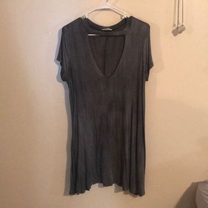 Grey Cutout-Neck Dress